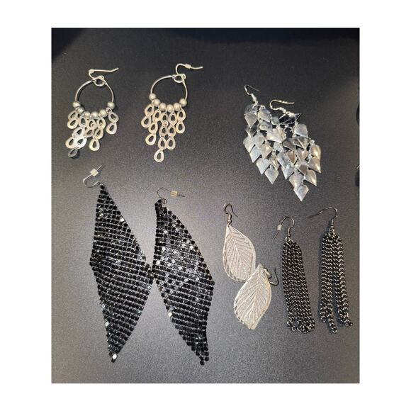 Dangle Earrings / Silver-Tone / Hooks / Lot of 10 / EUC - Picture 3 of 4